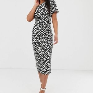 ASOS DESIGN Pleated Shoulder Pencil Dress